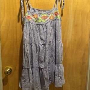 Lavender Tiered Sundress with Floral Embroidery